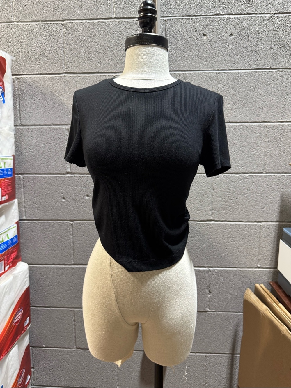 Yogalicious Black Ribbed Short Sleeve Crewneck Top